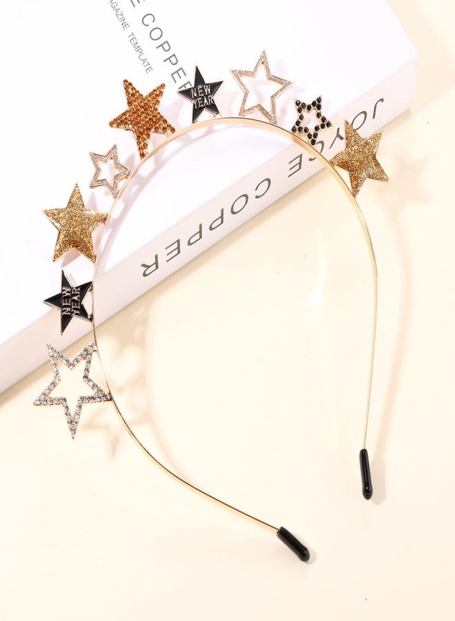 YAHPERN Happy New Year Headbands for Women Rhinestone New Year's Eve Hairbands Party Supplies Hair Accessory Gifts (Star B) - Image 2
